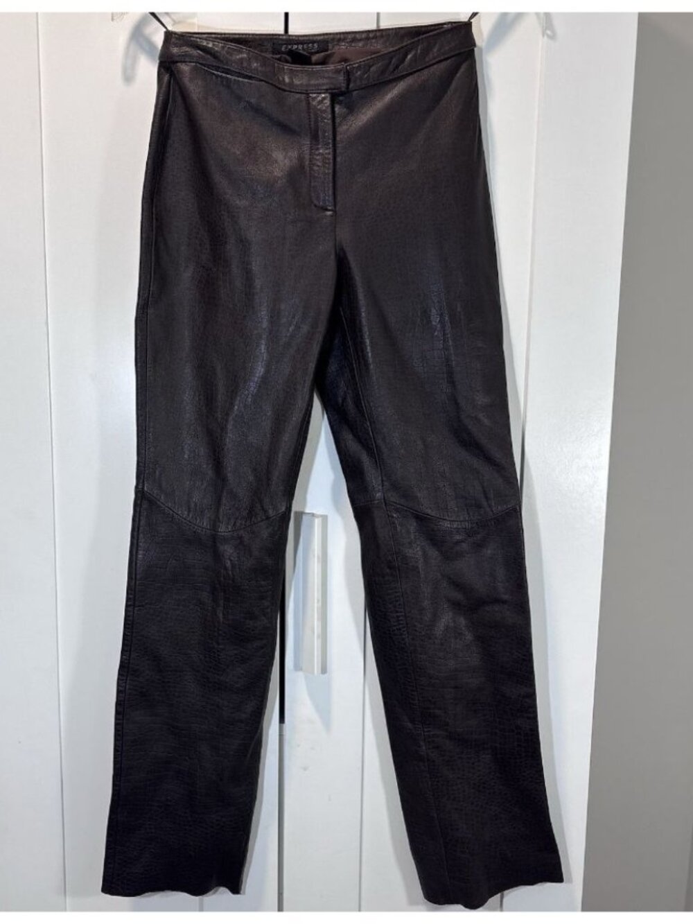 Vintage Leather Express World Brand Pants Womens Size 3/4 100% Leather Shell Y2K